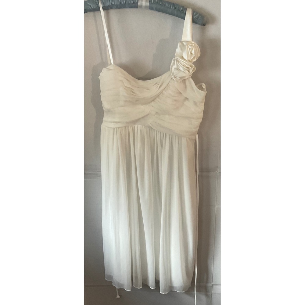 City Studio Ivory One Shoulder Rosette Chiffon Cocktail Dress XL 8420-X904 NEW